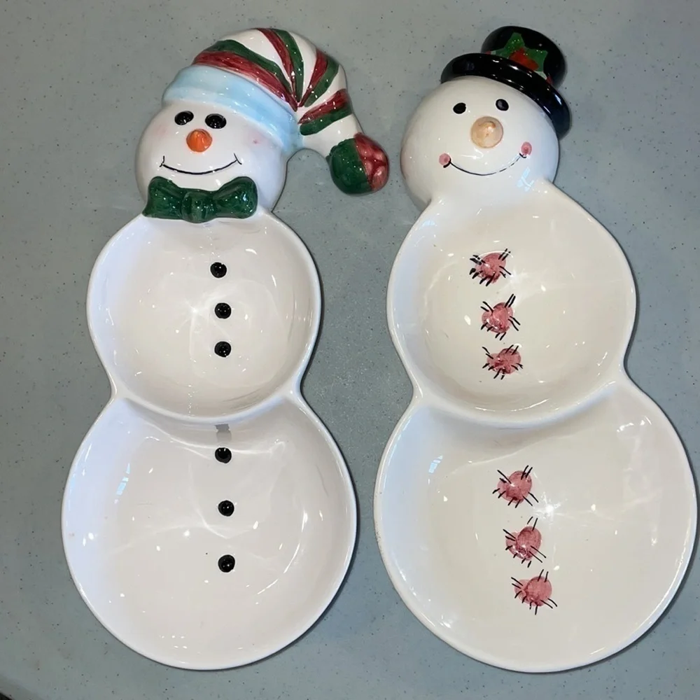 Snowman Holiday Ceramic Candy Dishes